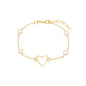 Pulseira com pérolas e coração banhada a ouro 18k - Biju & Cia.