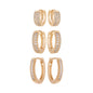 Trio de brincos de argola articulada com zircônia banhado a ouro 18k - Biju & Cia.