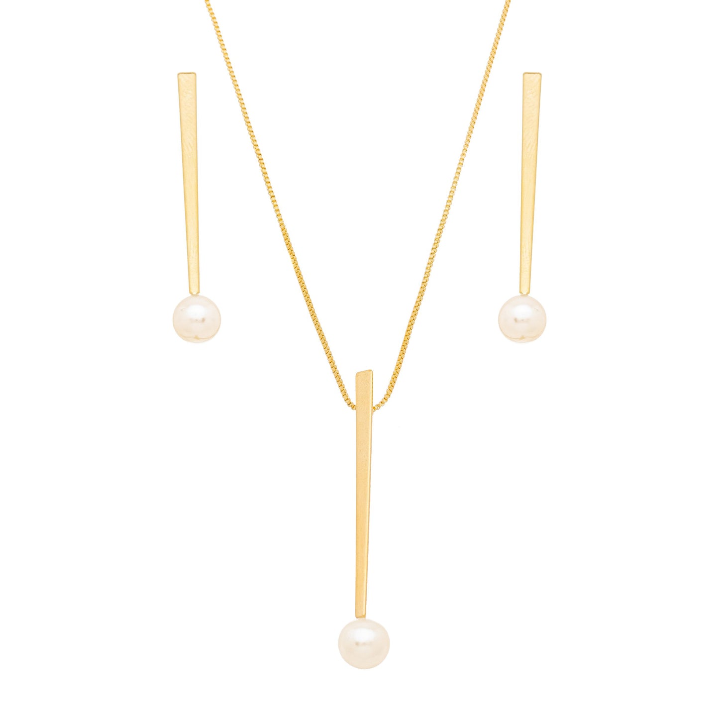 Conjunto de palito com pérola banhado a ouro 18k - Biju & Cia.