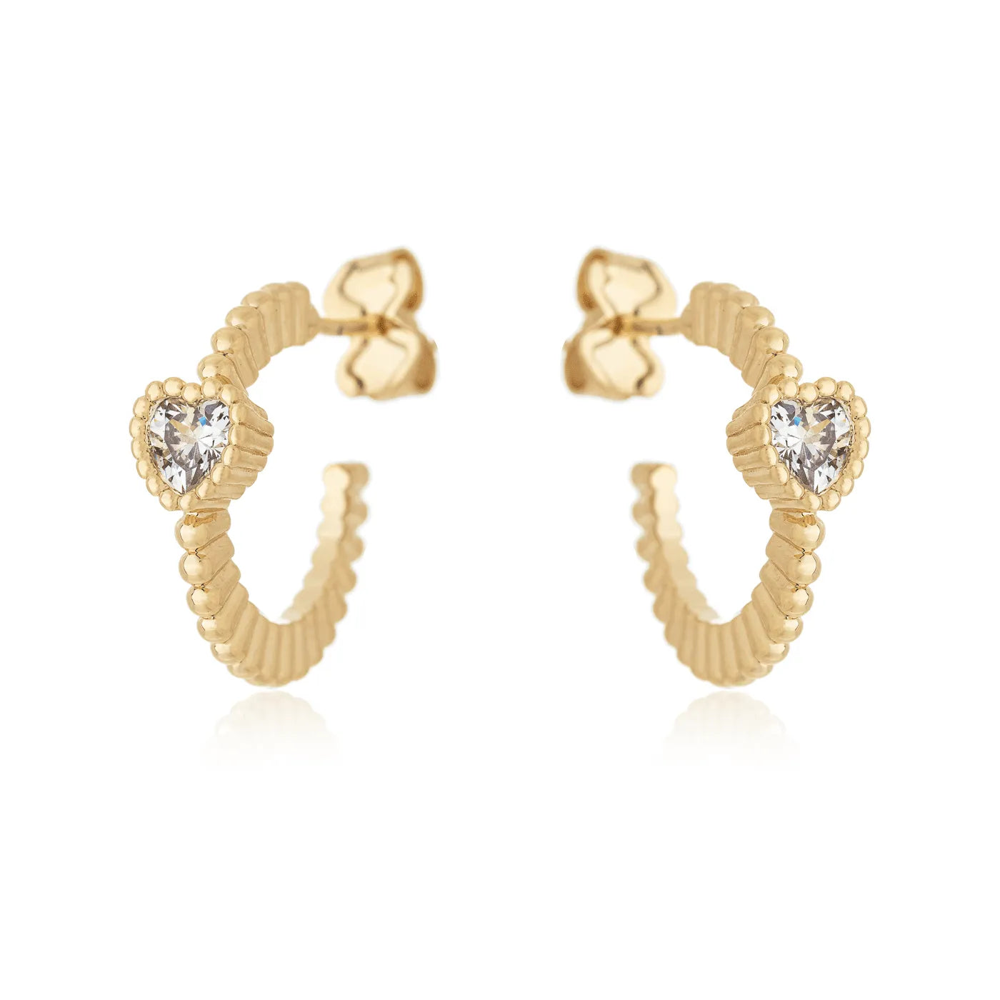 Brinco de argola com coração banhado a ouro 18k - Biju & Cia.