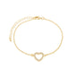 Pulseira com coração cravejado banhada a ouro 18k