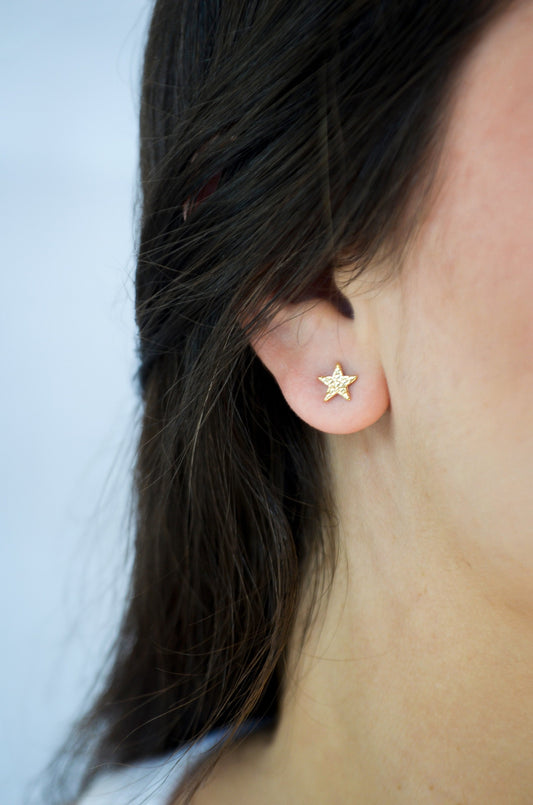 Brinco estrela banhado a ouro 18k - Biju & Cia.