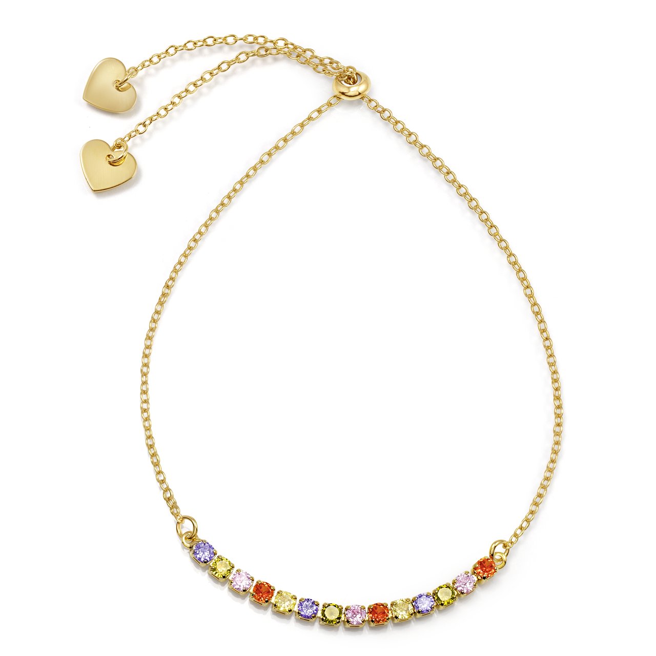 Pulseira com zircônias coloridas banhada a ouro 18k