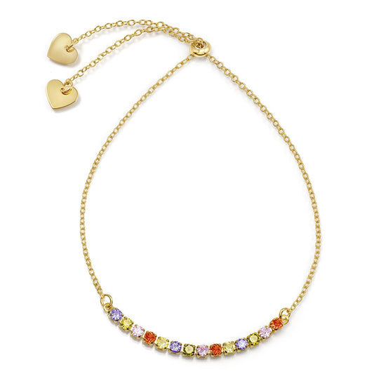 Pulseira com zircônias coloridas banhada a ouro 18k