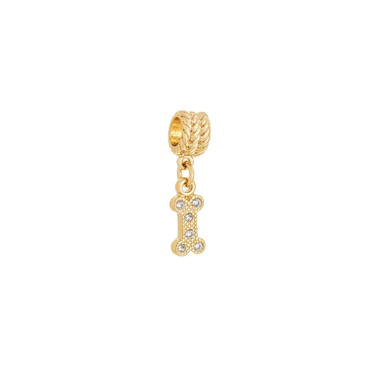 Berloque osso com zircônias banhado a ouro 18k