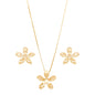 Conjunto de flor banhado a ouro 18k - Biju & Cia.