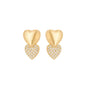 Brinco com dois corações com zircônias banhado a ouro 18k - Biju & Cia.