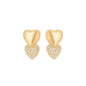 Brinco com dois corações com zircônias banhado a ouro 18k - Biju & Cia.