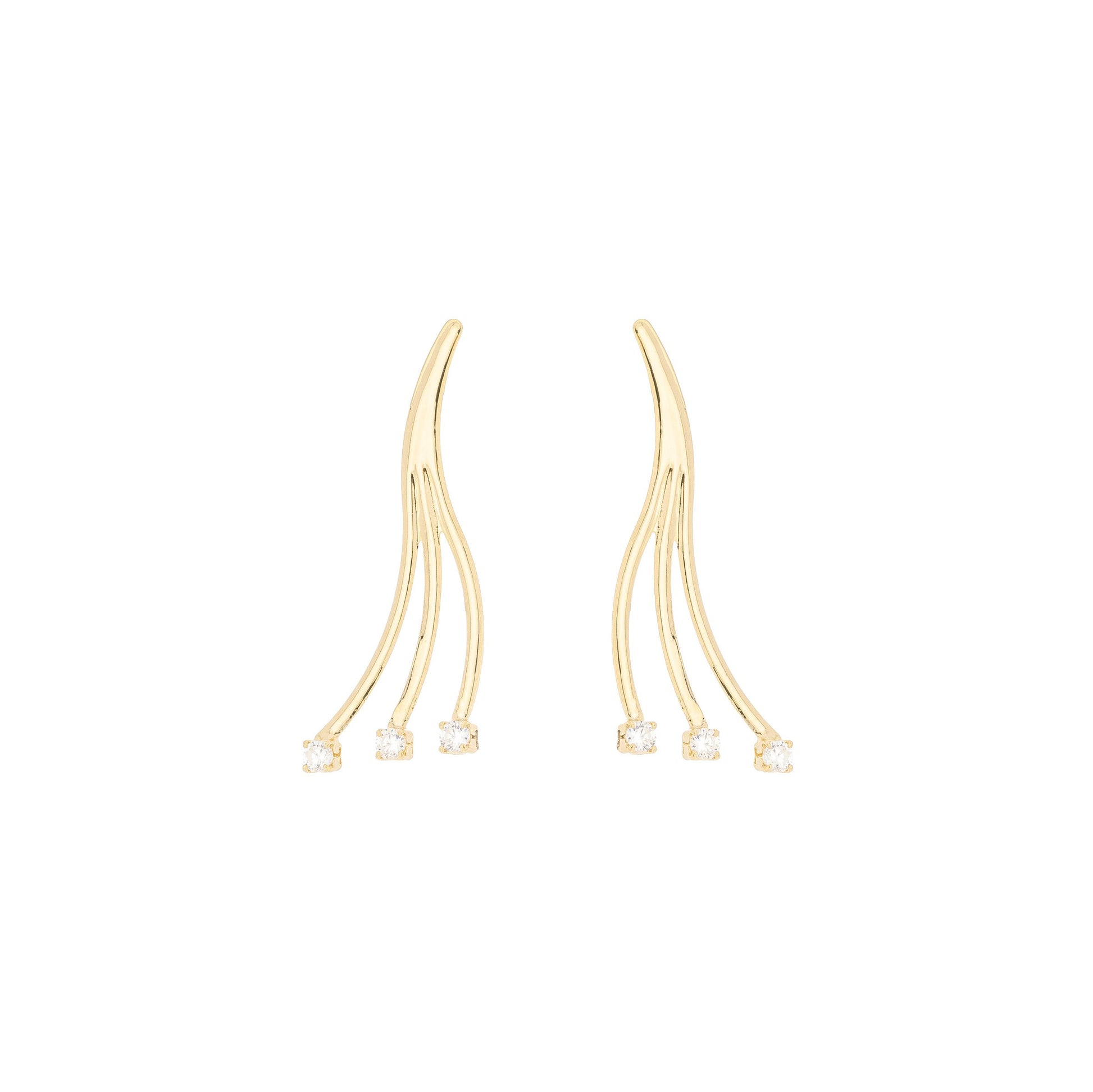 Brinco com zircônias banhado a ouro 18k - Biju & Cia.