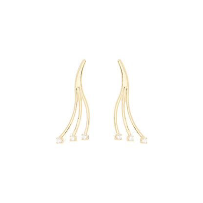 Brinco com zircônias banhado a ouro 18k - Biju & Cia.
