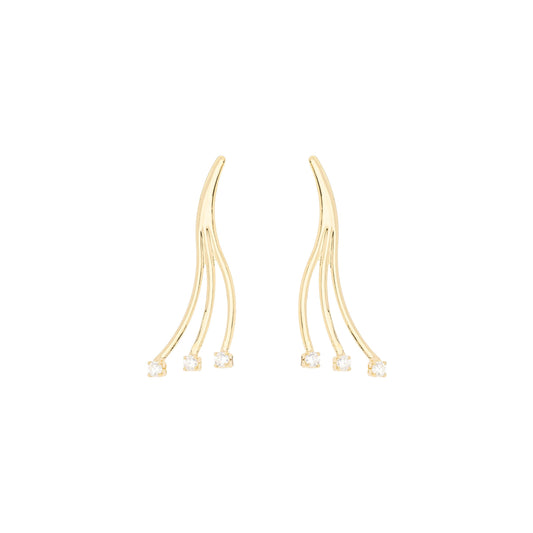 Brinco com zircônias banhado a ouro 18k - Biju & Cia.