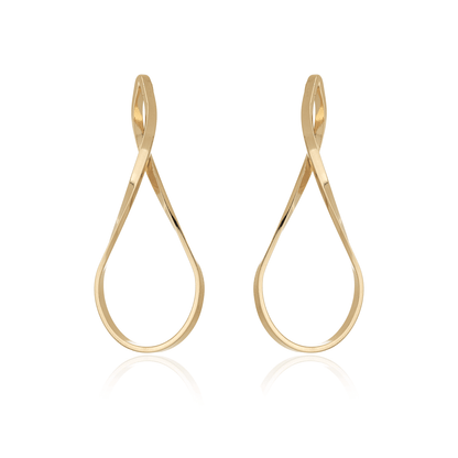Brinco de fio em formato de gota banhado a ouro 18k - Biju & Cia.