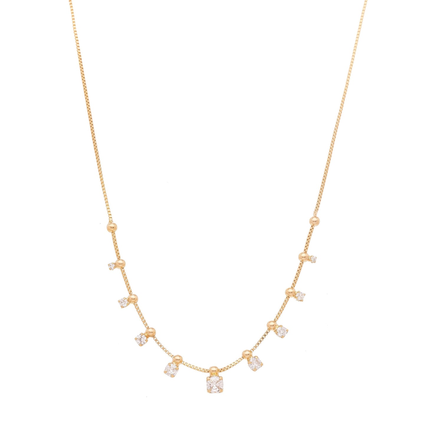 Choker com bolinhas e zircônias banhada a ouro 18k - Biju & Cia.