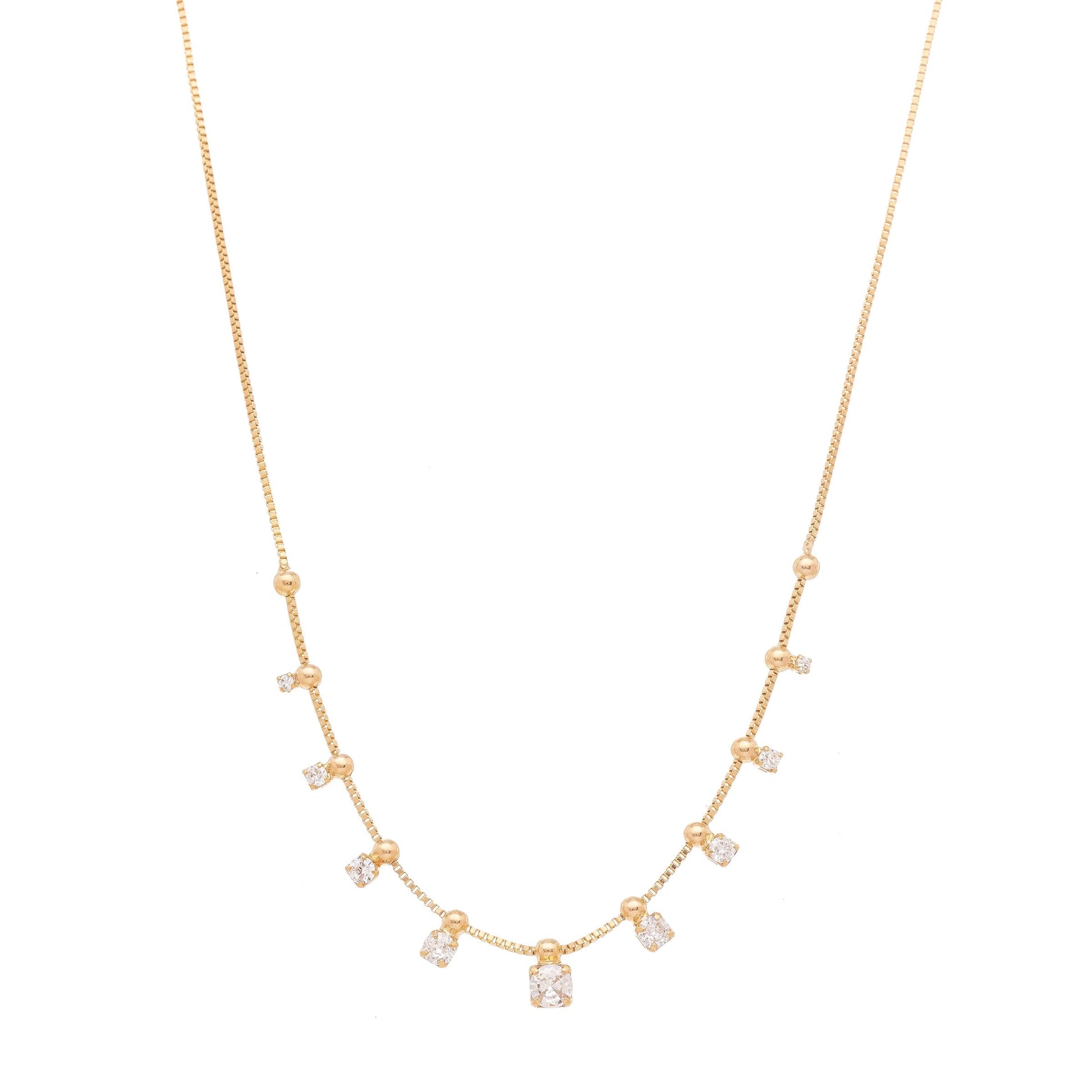 Choker com bolinhas e zircônias banhada a ouro 18k - Biju & Cia.