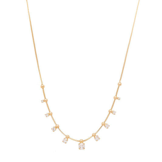 Choker com bolinhas e zircônias banhada a ouro 18k - Biju & Cia.
