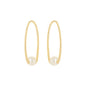 Brinco oval com pérola banhado a ouro 18k - Biju & Cia.