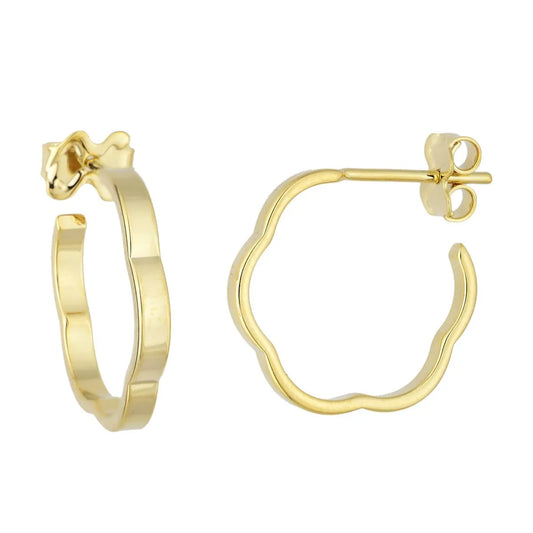 Brinco argola ondulada banhado a ouro 18k
