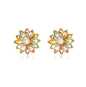 Brinco de flor com zircônias coloridas banhado a ouro 18k - Biju & Cia.