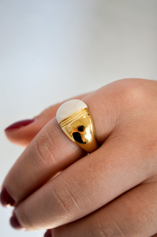 Anel esmaltado regulável banhado a ouro 18k - Biju & Cia.