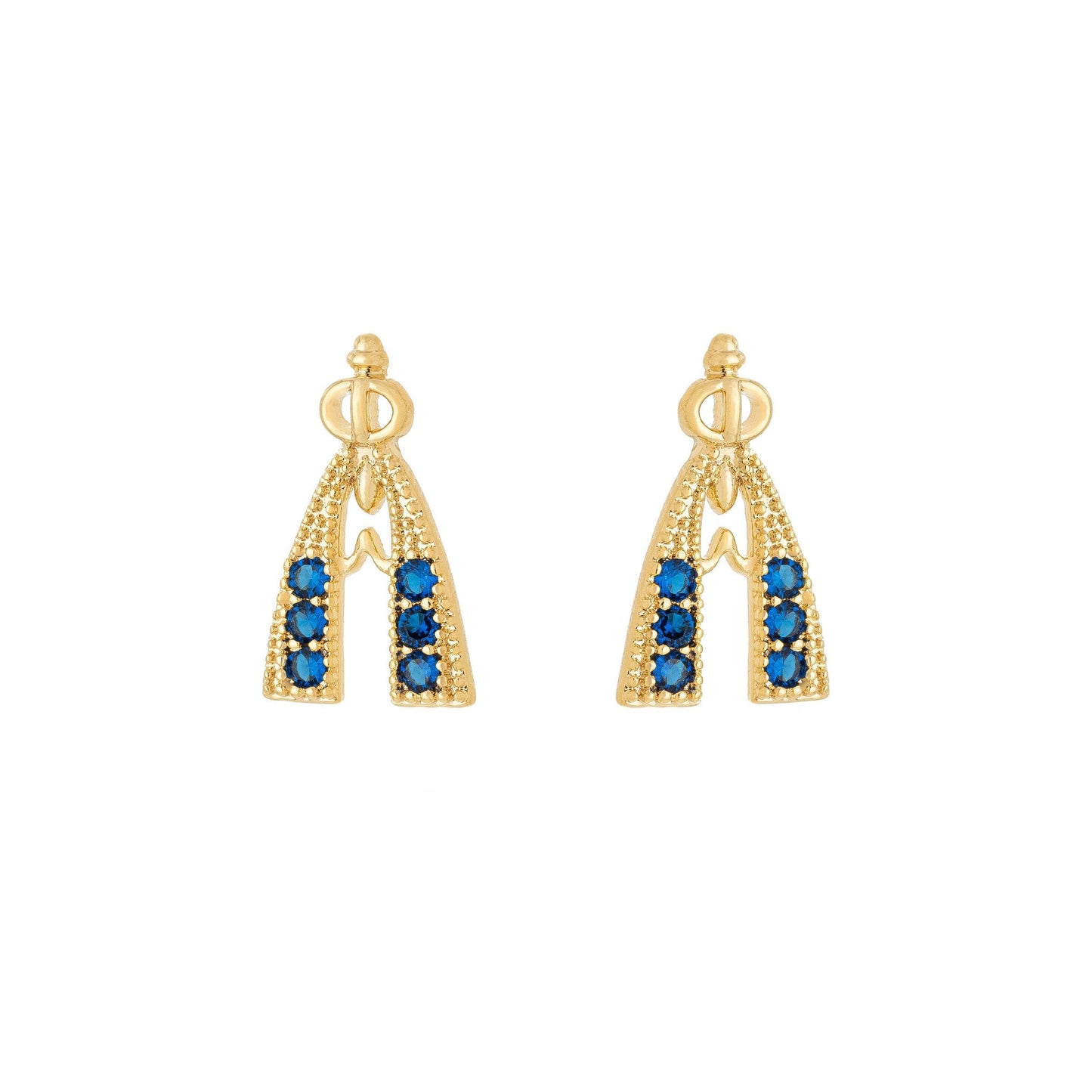 Brinco de Nossa Senhora de Aparecida com zircônias banhado a ouro 18k - Biju & Cia.