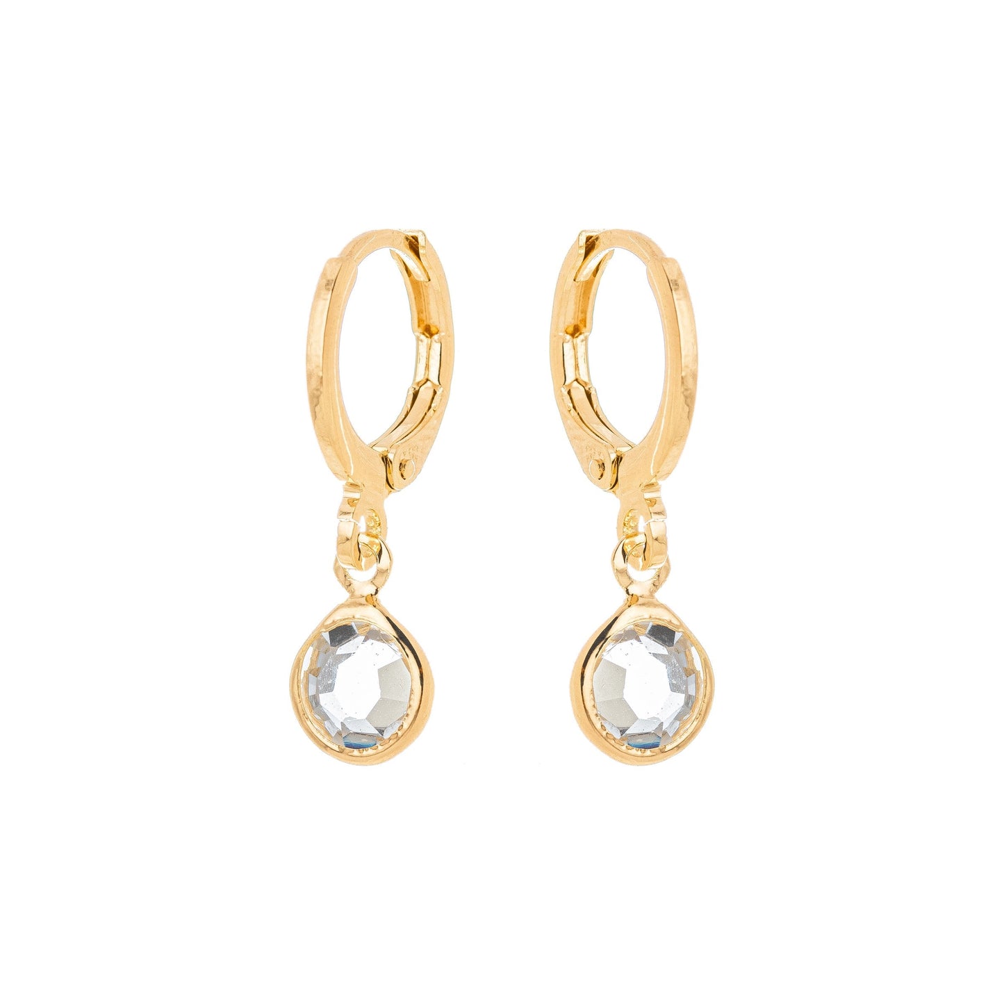 Argola pequena com pedra banhada em ouro 18k - Biju & Cia.