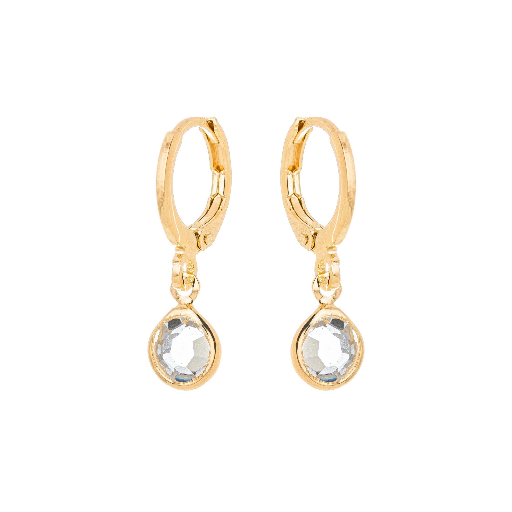 Argola pequena com pedra banhada em ouro 18k - Biju & Cia.
