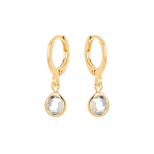 Argola pequena com pedra banhada em ouro 18k - Biju & Cia.
