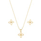 Conjunto flor vazada banhado a ouro 18k