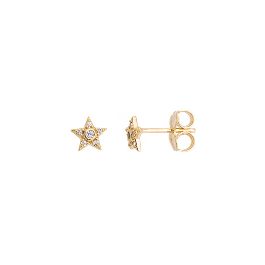 Brinco de estrela com zircônias banhado a ouro 18k - Biju & Cia.