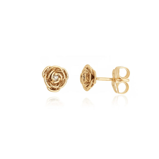 Brinco de flor com pedra banhado a ouro 18k - Biju & Cia.