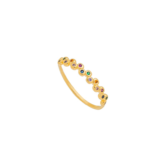 Anel com zircônias coloridas banhado a ouro 18k - Biju & Cia.