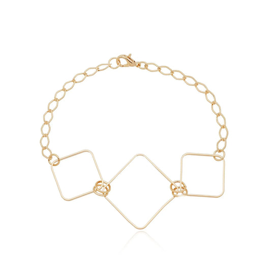 Pulseira losangos banhada a ouro 18k - Biju & Cia.