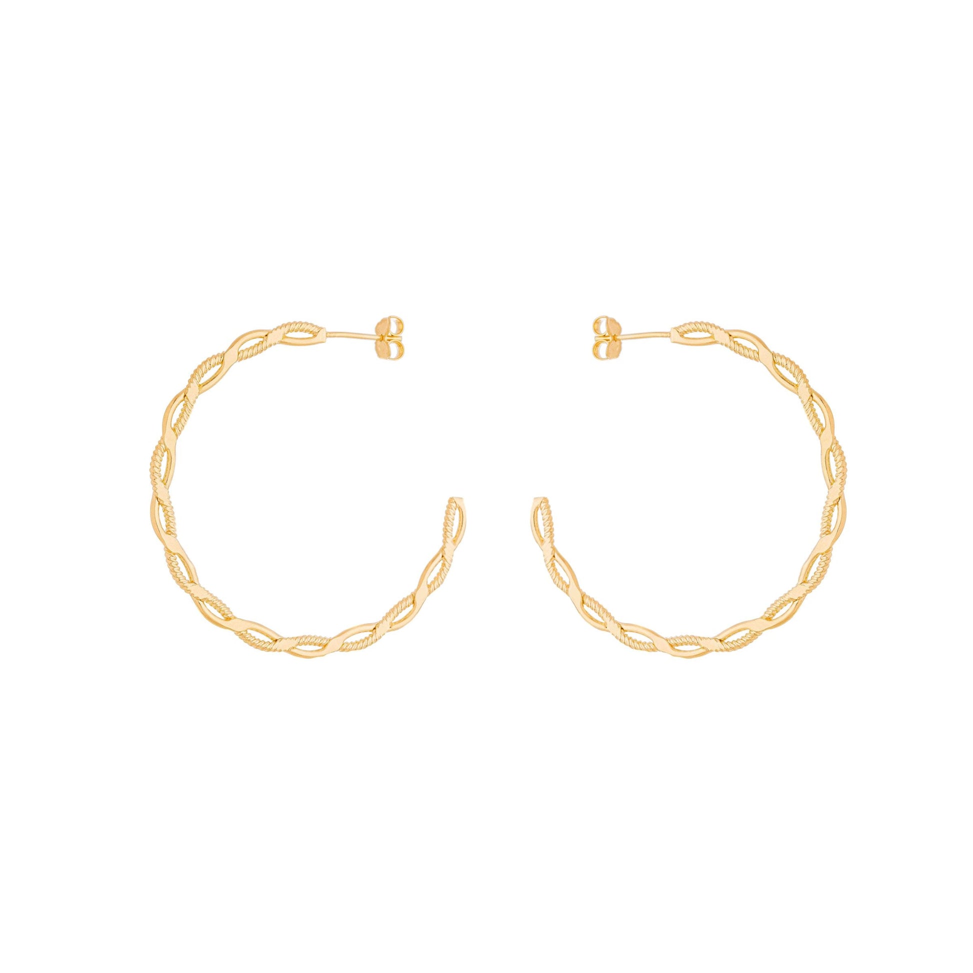 Brinco de argola trançada banhado a ouro 18k - Biju & Cia.