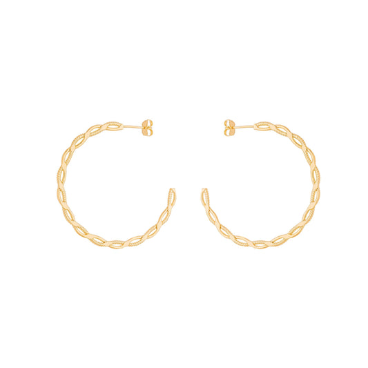 Brinco de argola trançada banhado a ouro 18k - Biju & Cia.