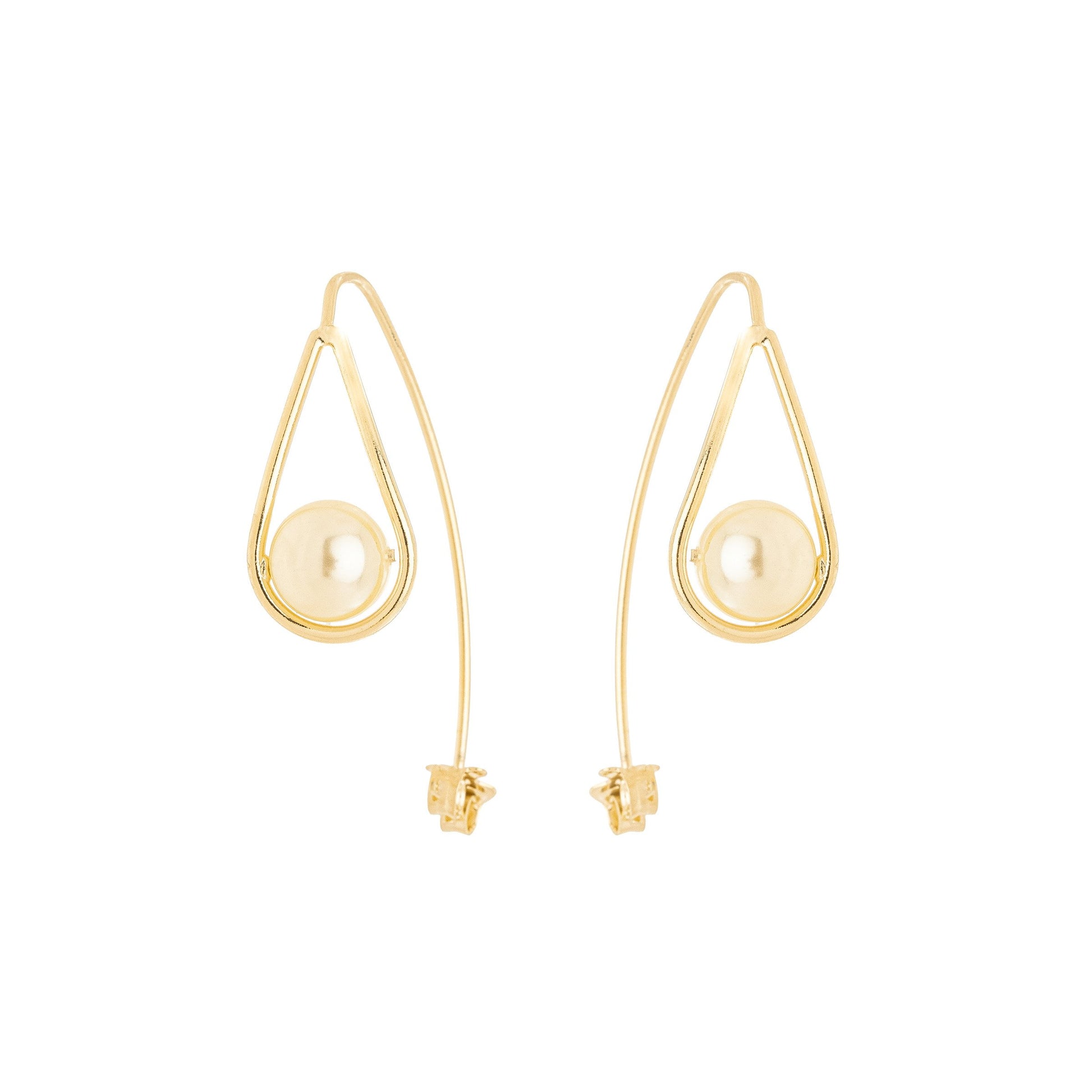 Brinco de gancho com pérola banhado a ouro 18k - Biju & Cia.