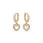 Brinco de argola articulada com coração cravejado com zircônia banhado a ouro 18k - Biju & Cia.