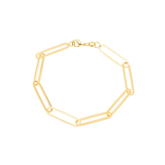 Pulseira lisa oval banhada a ouro 18k - Biju & Cia.