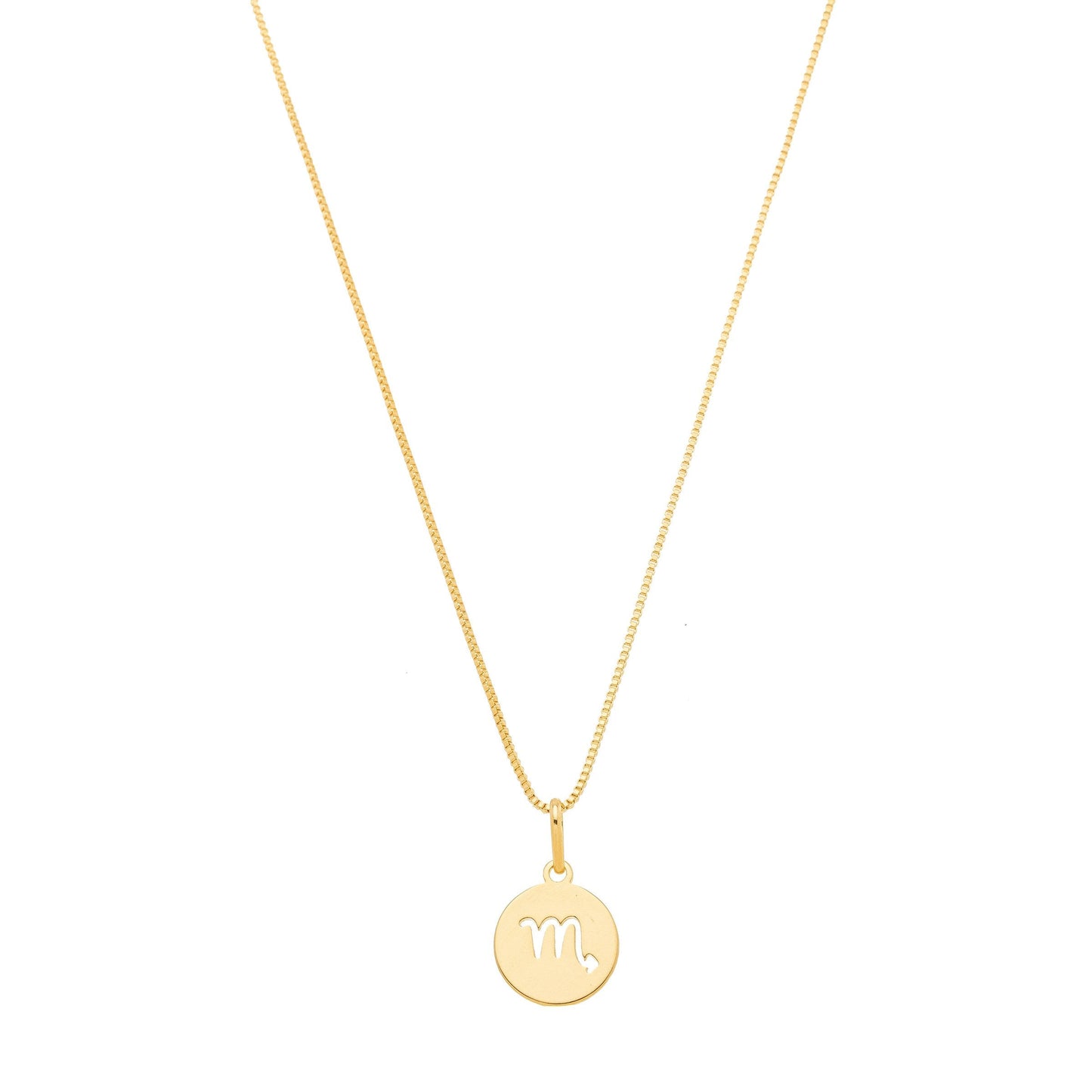 Gargantilha com pingente redondo de signos banhada a ouro 18k - Biju & Cia.