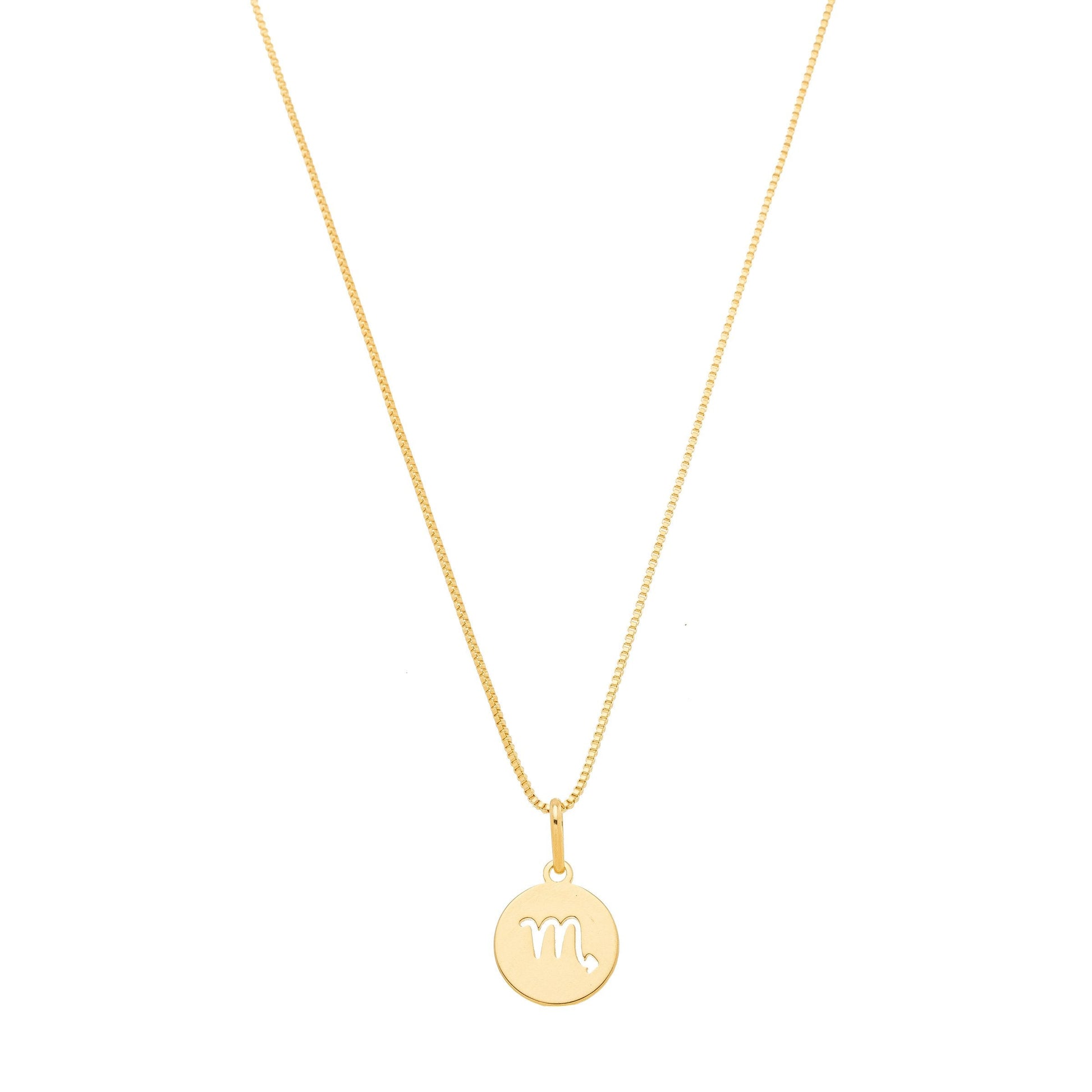 Gargantilha com pingente redondo de signos banhada a ouro 18k - Biju & Cia.