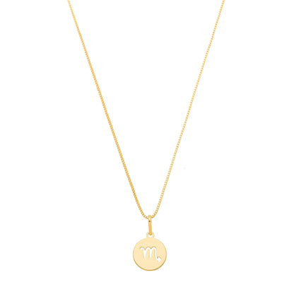 Gargantilha com pingente redondo de signos banhada a ouro 18k - Biju & Cia.