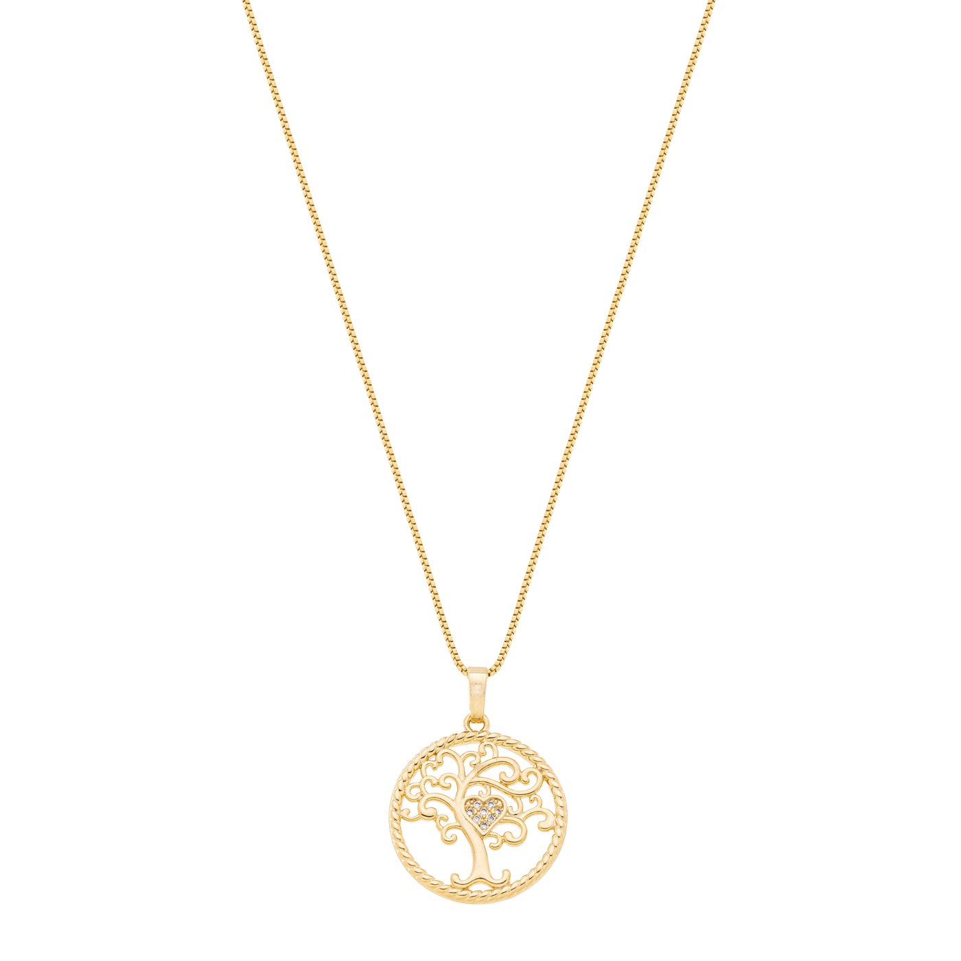 Gargantilha árvore da vida banhada a ouro 18k
