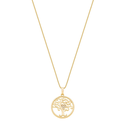 Gargantilha árvore da vida banhada a ouro 18k