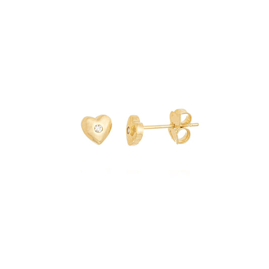 Brinco coração com pedra banhado a ouro 18k - Biju & Cia.