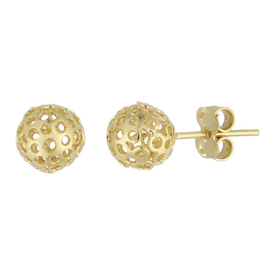 Brinco de bola pequena vazada banhado a ouro 18k - Biju & Cia.
