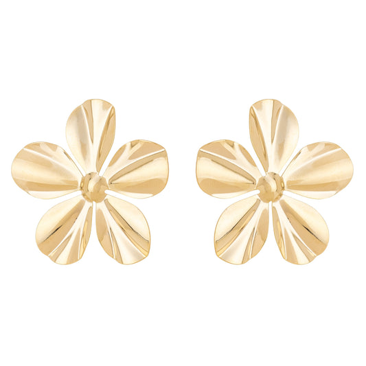 Brinco de flor banhado a ouro 18k - Biju & Cia.