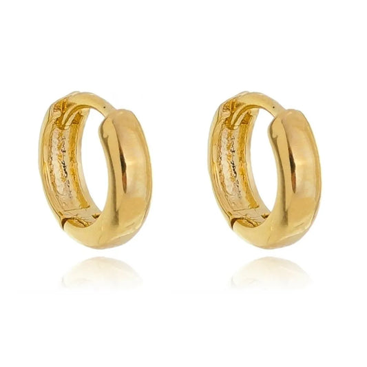 Brinco de argola articulada lisa banhado a ouro 18k - Biju & Cia.