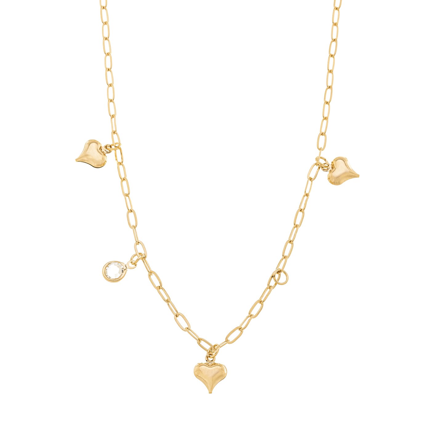Choker com corações e ponto de luz banhada a ouro 18k