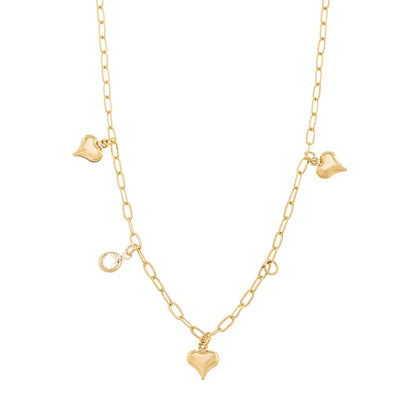 Choker com corações e ponto de luz banhada a ouro 18k