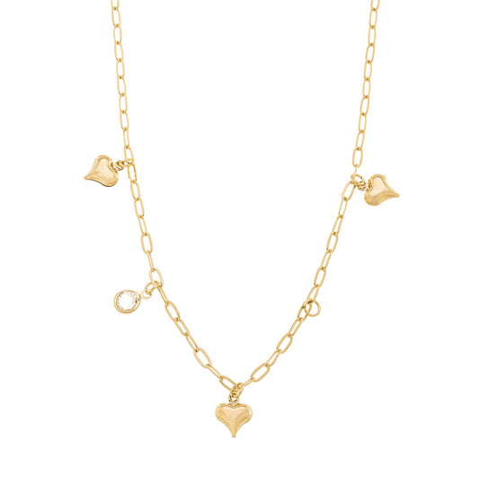 Choker com corações e ponto de luz banhada a ouro 18k