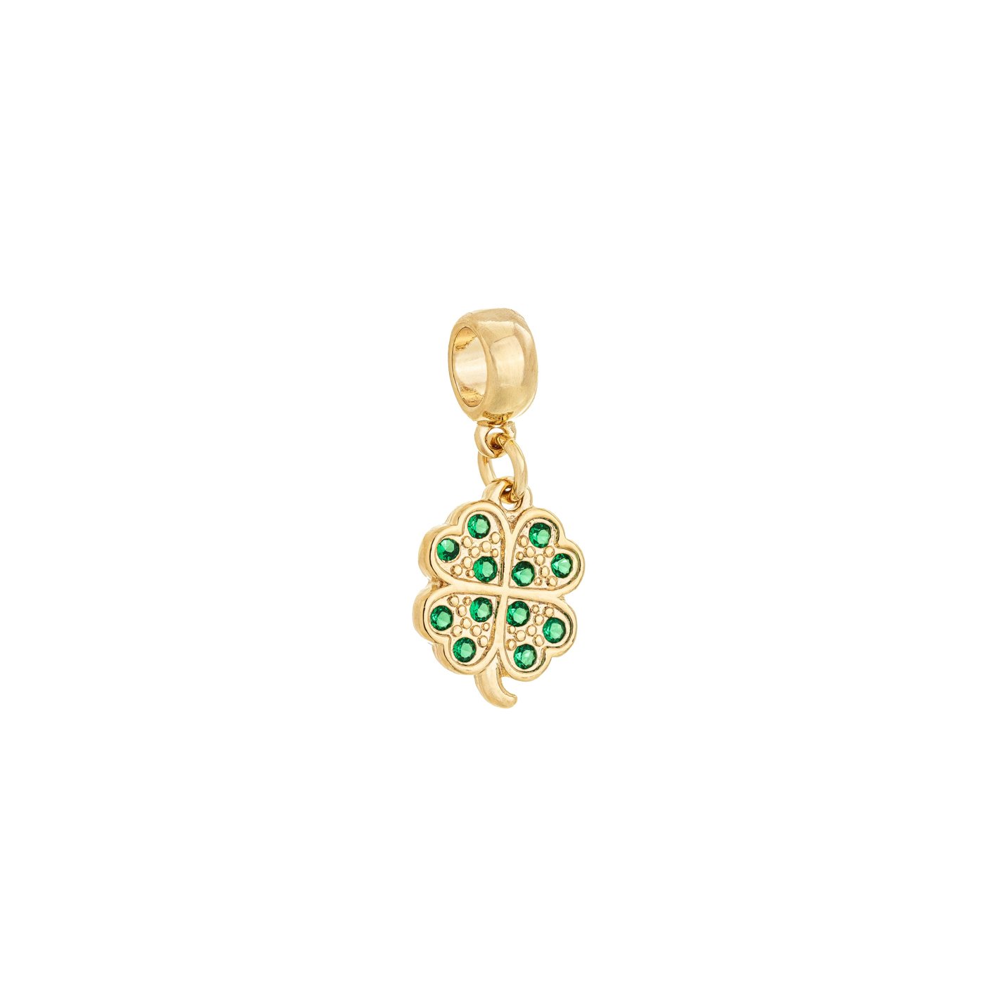 Berloque trevo com zircônias banhado a ouro 18k - Biju & Cia.